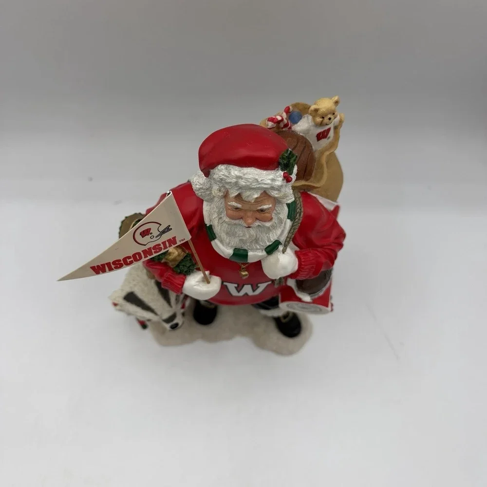Danbury‎ Mint Wisconsin Badgers Santa Figurine Bucky Badger Christmas 8.5
